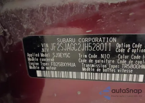 2018 Subaru Forester 2.5I Premium из США, поврежденный, VIN JF2SJAGC2JH528011